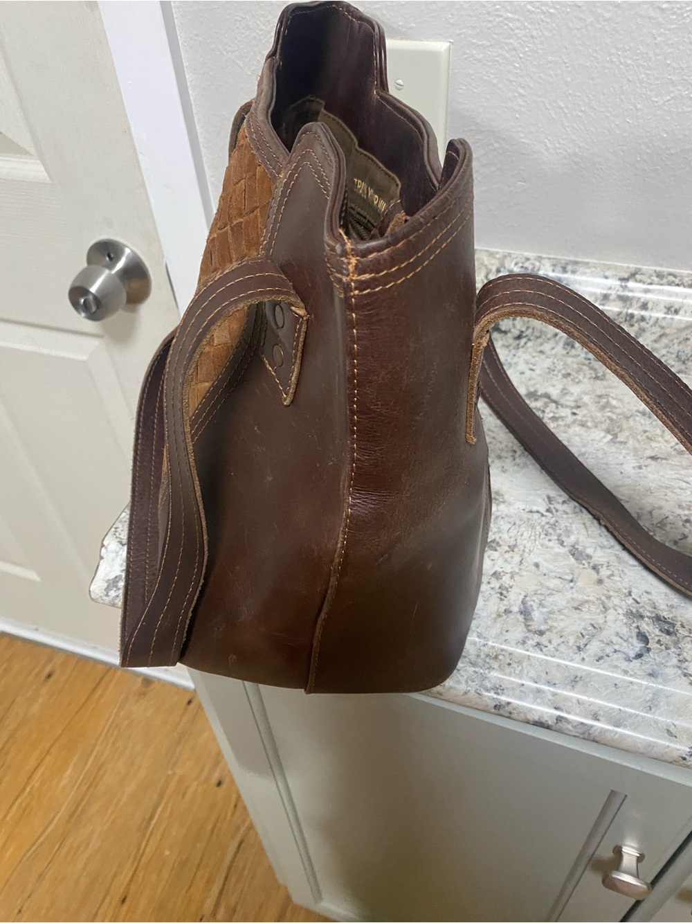 STS Ranchwear Brown Woven Suede & Leather Shoulder Tote - Picture 8 of 8